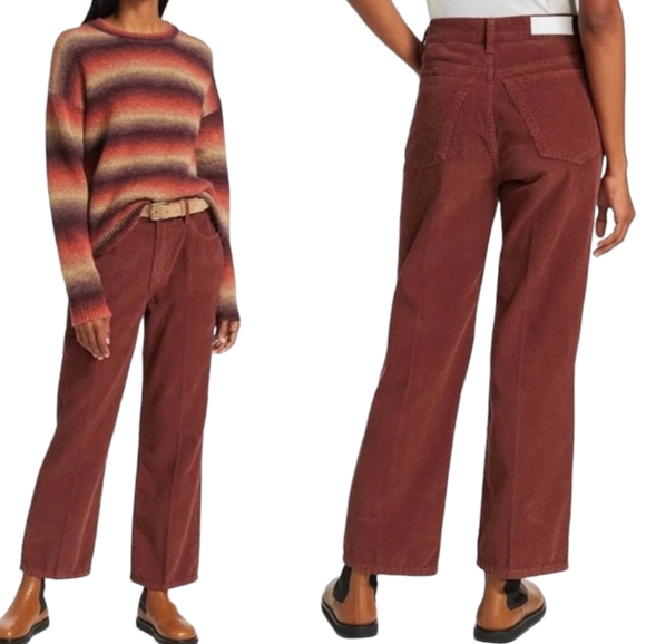 Re/Done Denim - Re Done Womens 70s Loose Flare Jeans Corduroy Washed Brick Size 25 New